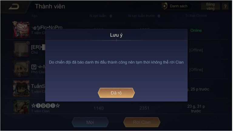 cách rời clan liên quân