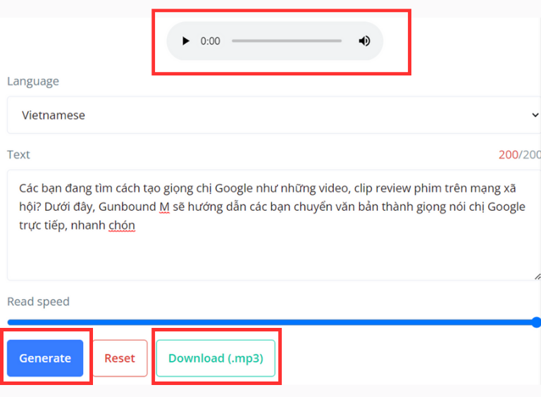 tạo giọng chị google